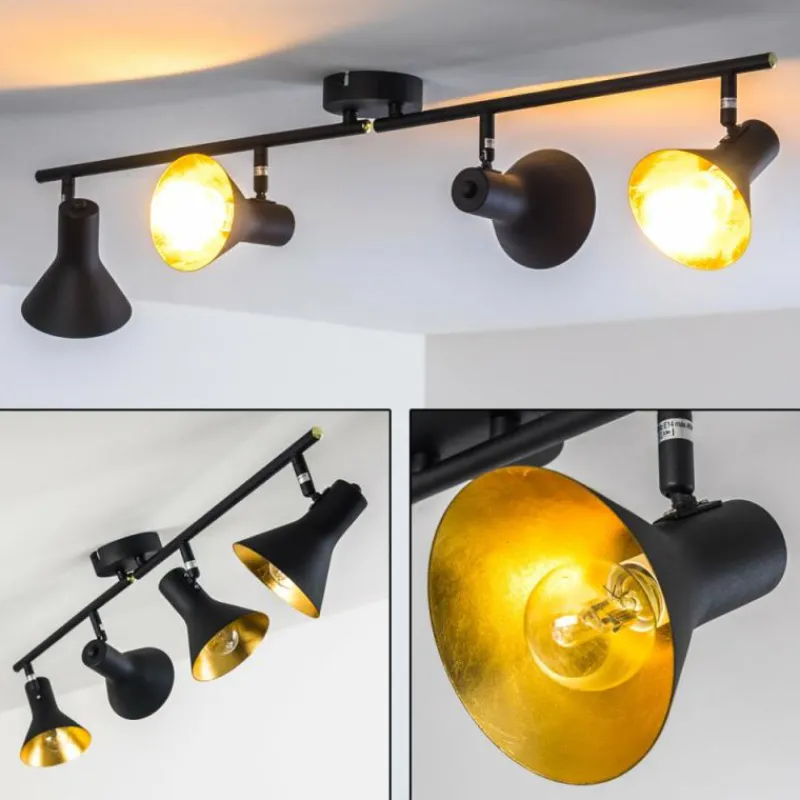 Lampes Dorées-hofstein Plafonnier Mavas Noir, 4 lumières