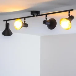 Lampes Dorées-hofstein Plafonnier Mavas Noir, 4 lumières