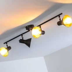 Lampes Dorées-hofstein Plafonnier Mavas Noir, 4 lumières