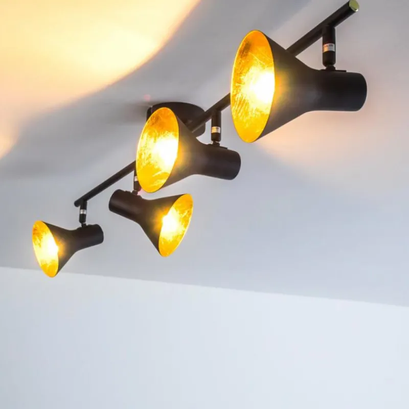 Lampes Dorées-hofstein Plafonnier Mavas Noir, 4 lumières