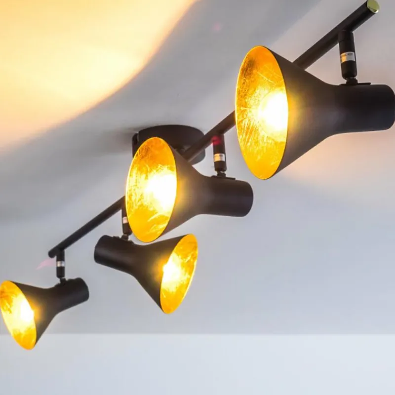 Lampes Dorées-hofstein Plafonnier Mavas Noir, 4 lumières