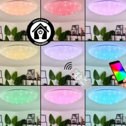 hofstein Plafonnier Melres LED Blanc, 1 lumière, Télécommandes