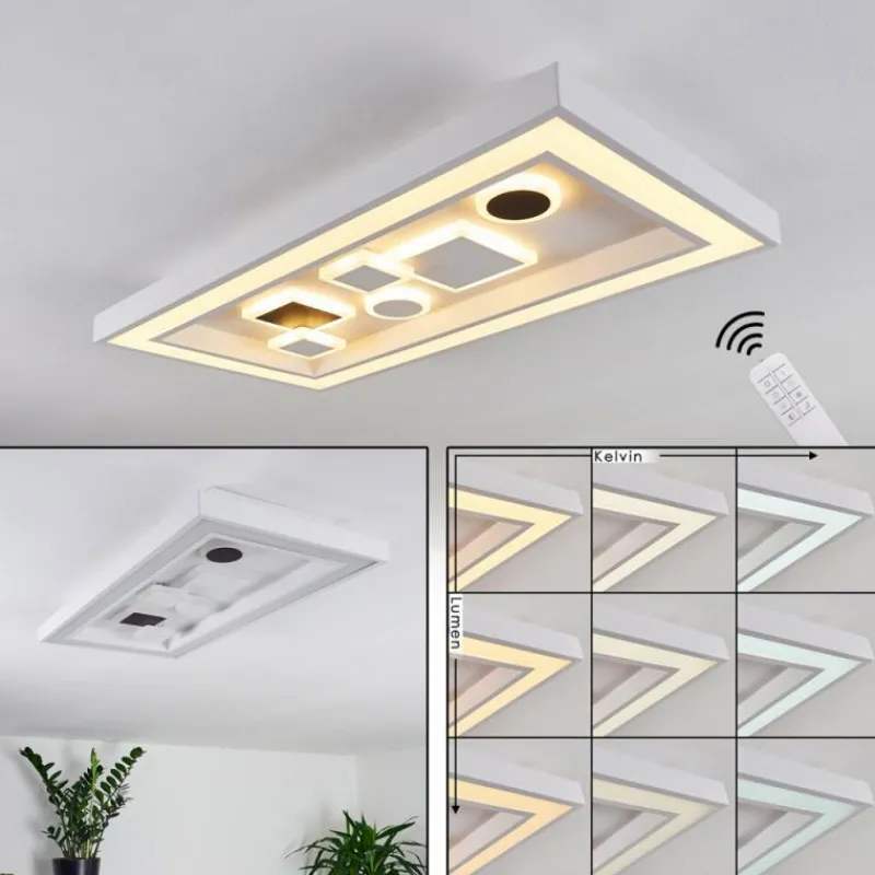 hofstein Plafonnier Minichu LED Noir, Blanc, 1 lumière, Télécommandes