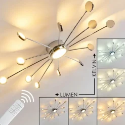 hofstein Plafonnier Mirror LED Chrome, 1 lumière, Télécommandes* Éclairage Led