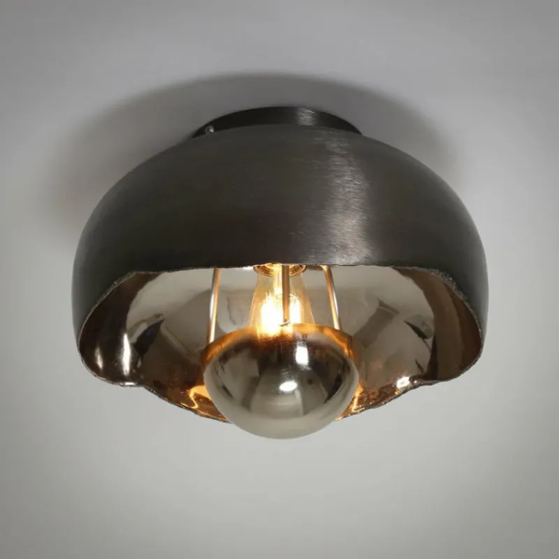 hofstein Plafonnier Mirror Nickel mat, Noir, 1 lumière