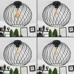 Lampes Vintages & Rétros-hofstein Plafonnier Miton Noir, 1 lumière