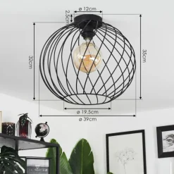 Lampes Vintages & Rétros-hofstein Plafonnier Miton Noir, 1 lumière