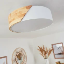 Lampes En Bois-hofstein Plafonnier Mjelstad Brun, Blanc, 2 lumières