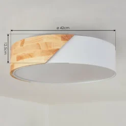 Lampes En Bois-hofstein Plafonnier Mjelstad Brun, Blanc, 2 lumières