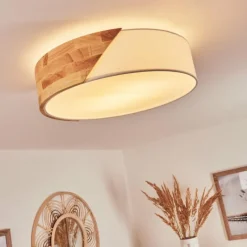 Lampes En Bois-hofstein Plafonnier Mjelstad Brun, Blanc, 2 lumières