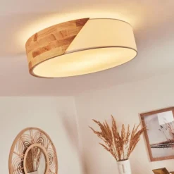 Lampes En Bois-hofstein Plafonnier Mjelstad Brun, Blanc, 2 lumières