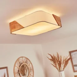 Lampes En Bois-hofstein Plafonnier Mjelstad Brun, Blanc, 2 lumières