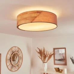 Lampes En Bois-hofstein Plafonnier Mjelstad Brun, Gris, Blanc, 2 lumières