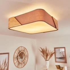 Lampes En Bois-hofstein Plafonnier Mjelstad Brun, Gris, Blanc, 2 lumières