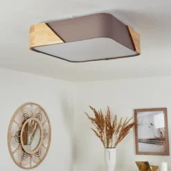 Lampes En Bois-hofstein Plafonnier Mjelstad Brun, Gris, Blanc, 2 lumières