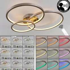 hofstein Plafonnier Moemoto LED Nickel mat, 1 lumière, Télécommandes