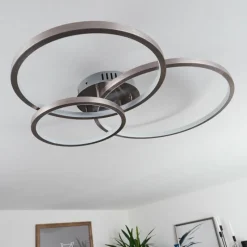 hofstein Plafonnier Moemoto LED Nickel mat, 1 lumière, Télécommandes