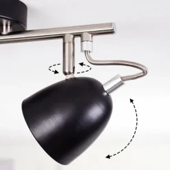 Lampes Industrielles-hofstein Plafonnier Moesdorf Nickel mat, Noir, 2 lumières