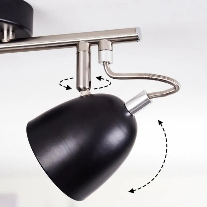 Lampes Industrielles-hofstein Plafonnier Moesdorf Nickel mat, Noir, 2 lumières