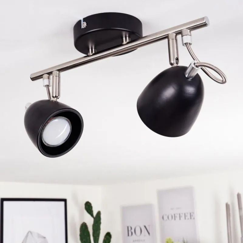 Lampes Industrielles-hofstein Plafonnier Moesdorf Nickel mat, Noir, 2 lumières