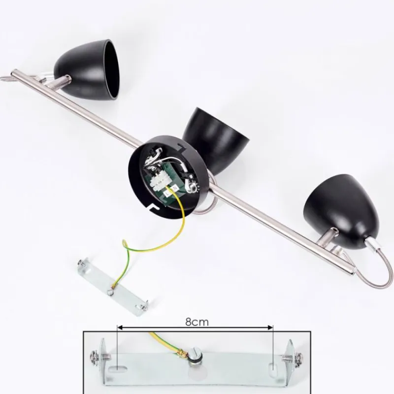 hofstein Plafonnier Moesdorf Nickel mat, Noir, 3 lumières