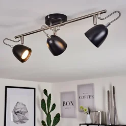 hofstein Plafonnier Moesdorf Nickel mat, Noir, 3 lumières