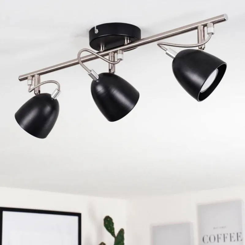 hofstein Plafonnier Moesdorf Nickel mat, Noir, 3 lumières