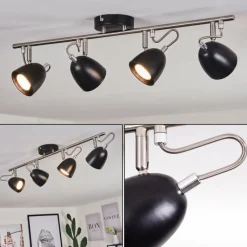 hofstein Plafonnier Moesdorf Nickel mat, Noir, 4 lumières