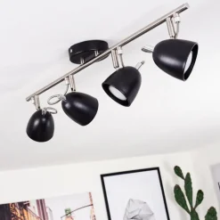 hofstein Plafonnier Moesdorf Nickel mat, Noir, 4 lumières