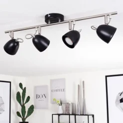 hofstein Plafonnier Moesdorf Nickel mat, Noir, 4 lumières