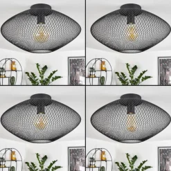 Lampes Vintages & Rétros-hofstein Plafonnier Moholm Noir, 1 lumière