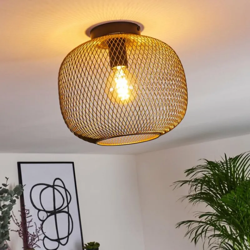 Lampes Dorées-hofstein Plafonnier Moholm Or, Laiton, Noir, 1 lumière