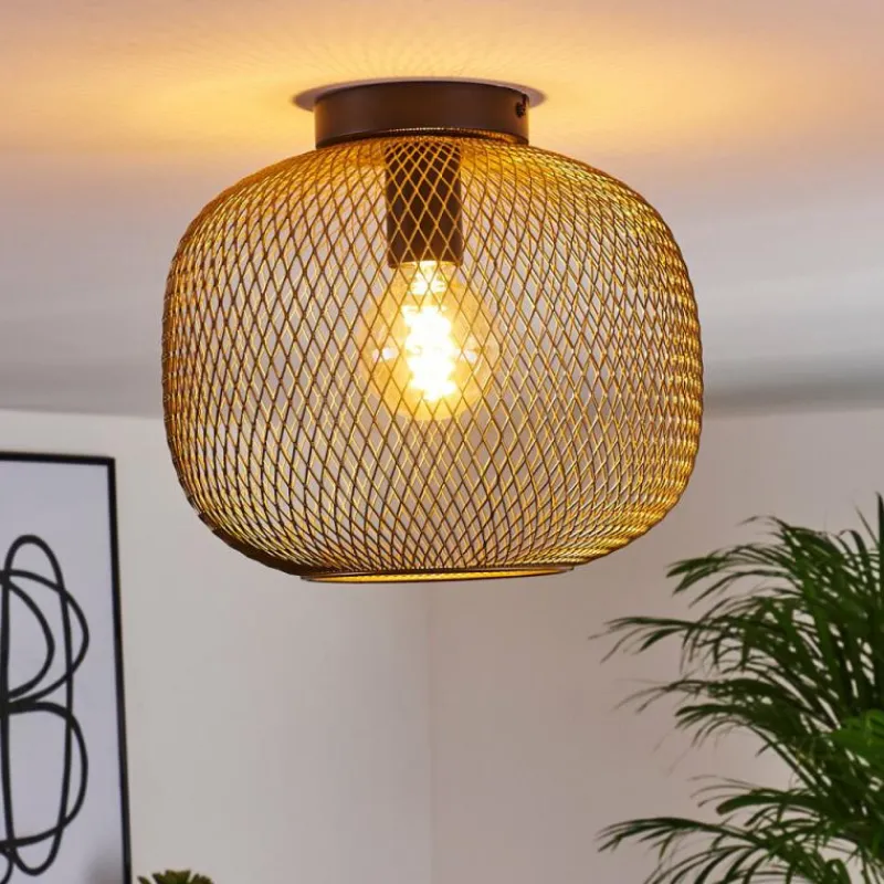 Lampes Dorées-hofstein Plafonnier Moholm Or, Laiton, Noir, 1 lumière