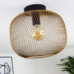 Lampes Dorées-hofstein Plafonnier Moholm Or, Laiton, Noir, 1 lumière