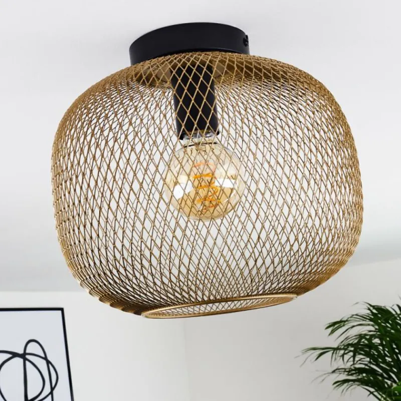 Lampes Dorées-hofstein Plafonnier Moholm Or, Laiton, Noir, 1 lumière