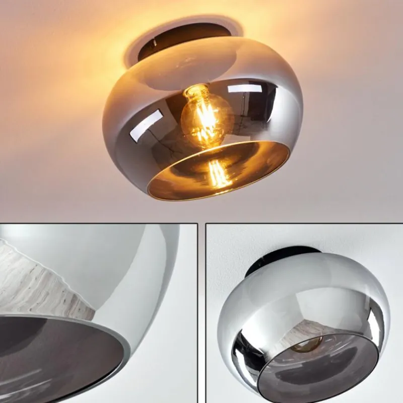 hofstein Plafonnier Molloy Chrome, Fumé, 1 lumière