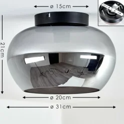 hofstein Plafonnier Molloy Chrome, Fumé, 1 lumière
