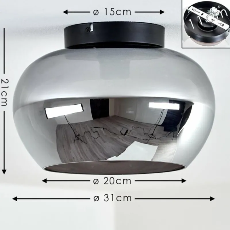 hofstein Plafonnier Molloy Chrome, Fumé, 1 lumière