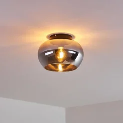 hofstein Plafonnier Molloy Chrome, Fumé, 1 lumière