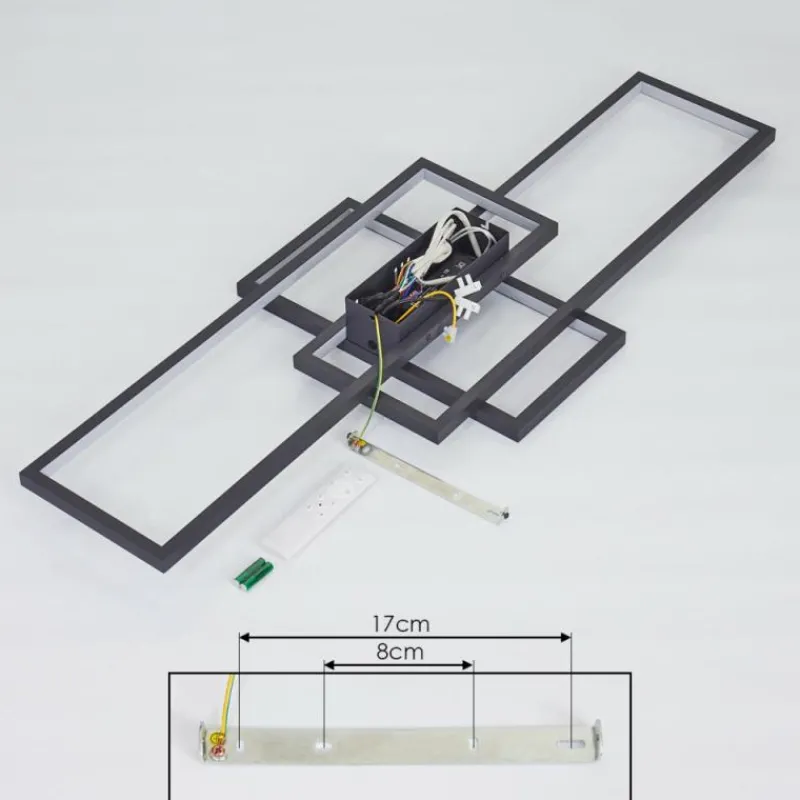 hofstein Plafonnier Momahaki LED Anthracite, 1 lumière, Télécommandes