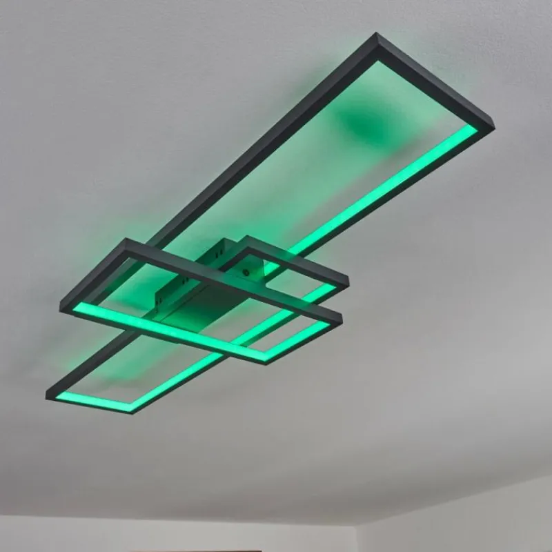 hofstein Plafonnier Momahaki LED Anthracite, 1 lumière, Télécommandes