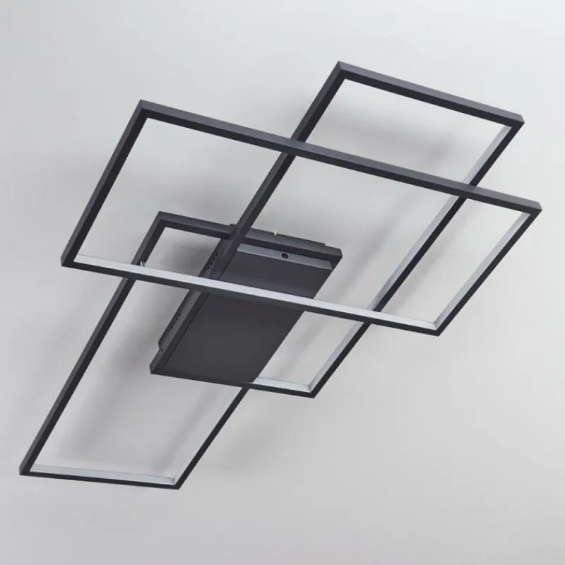 hofstein Plafonnier Momahaki LED Anthracite, 1 lumière, Télécommandes