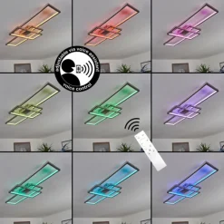 hofstein Plafonnier Momahaki LED Nickel mat, 1 lumière, Télécommandes