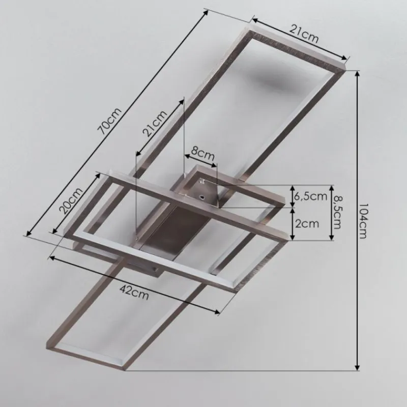 hofstein Plafonnier Momahaki LED Nickel mat, 1 lumière, Télécommandes
