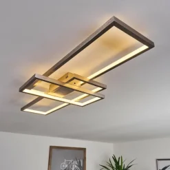 hofstein Plafonnier Momahaki LED Nickel mat, 1 lumière, Télécommandes