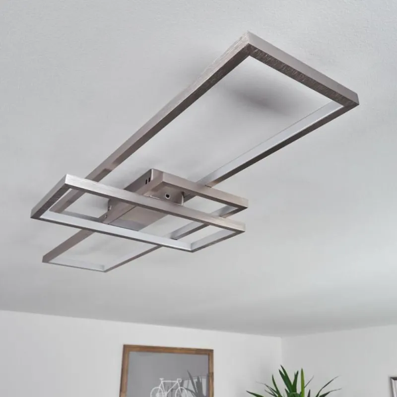 hofstein Plafonnier Momahaki LED Nickel mat, 1 lumière, Télécommandes