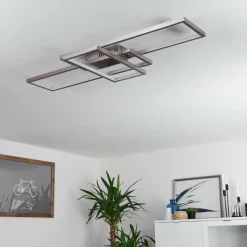hofstein Plafonnier Momahaki LED Nickel mat, 1 lumière, Télécommandes