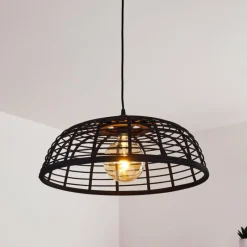 Style Boho-Chic-hofstein Plafonnier Mongolei Noir, 1 lumière