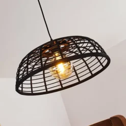 Style Boho-Chic-hofstein Plafonnier Mongolei Noir, 1 lumière