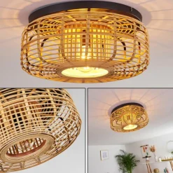 Style Boho-Chic-hofstein Plafonnier Mongolei Noir, 1 lumière